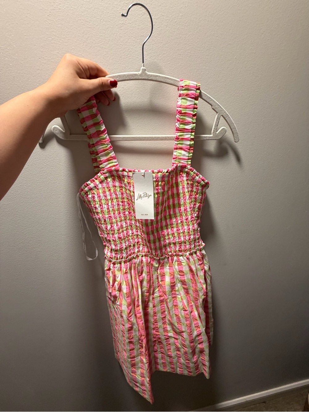 Lilly Pulitzer Pink and Green Smocked Mini Dress